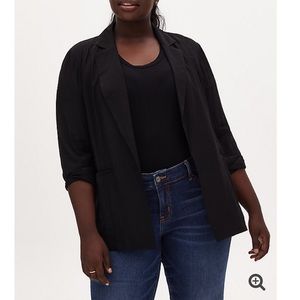 NWT Torrid Sz 3X Black Boyfriend Textured Woven Blazer plus size